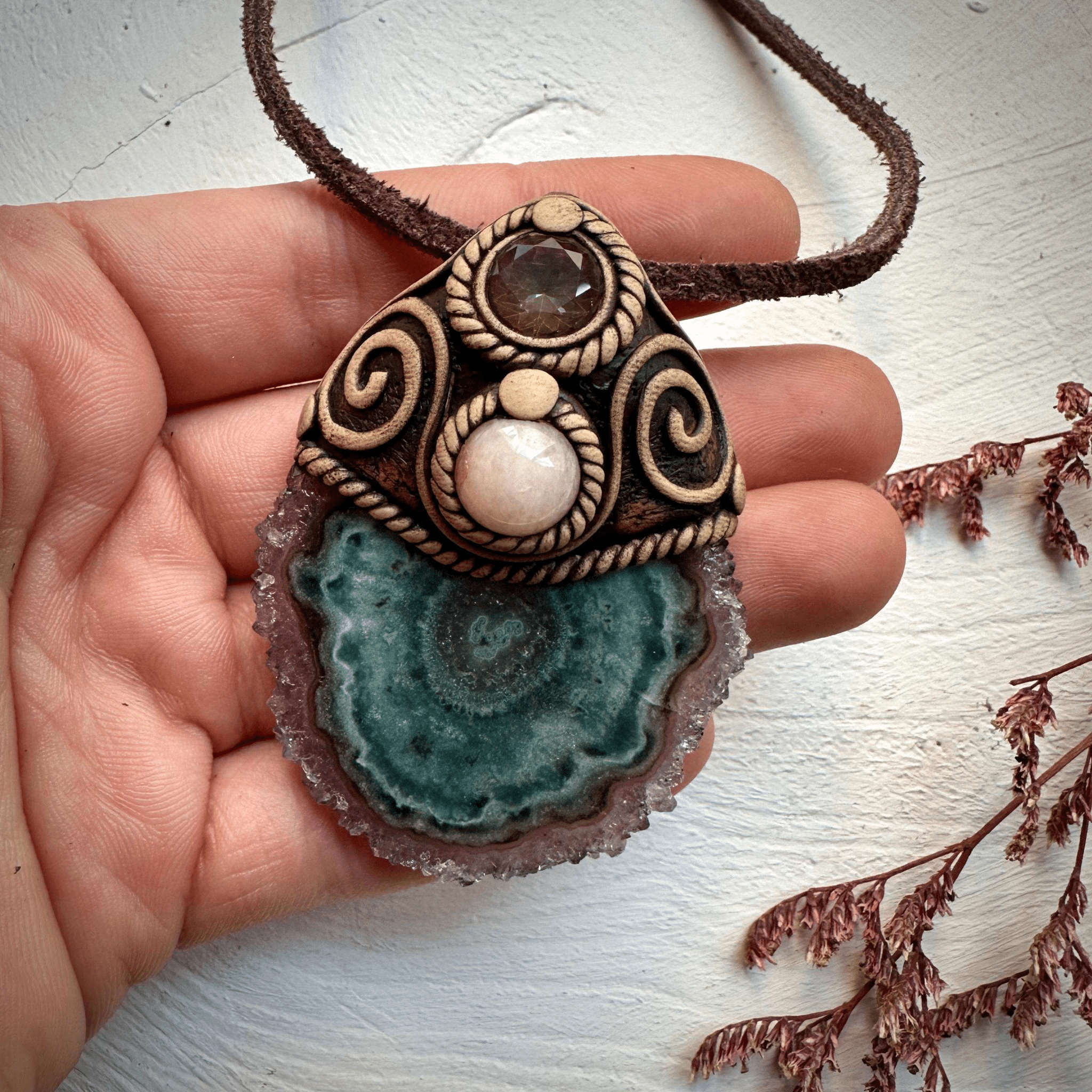 Amethyst Stalactite Morganite and Mystic Topaz Necklace - FairyGardenGlow