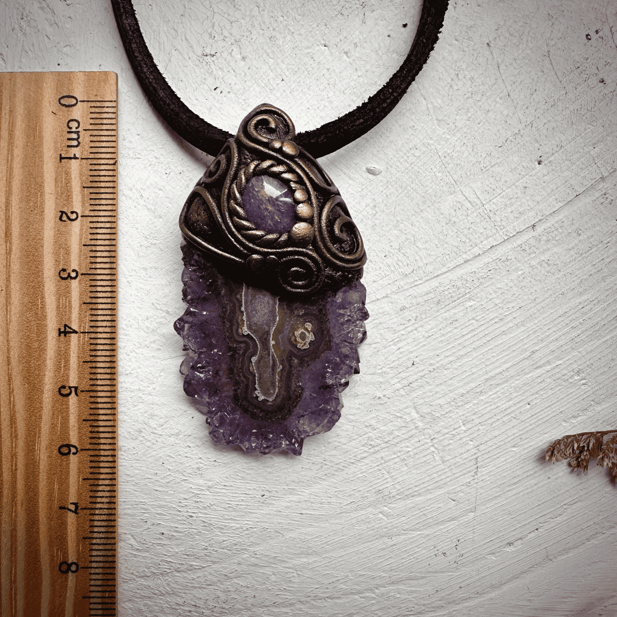 Amethyst Stalactite and Australian Opal Triplet Pendant Necklace - FairyGardenGlow