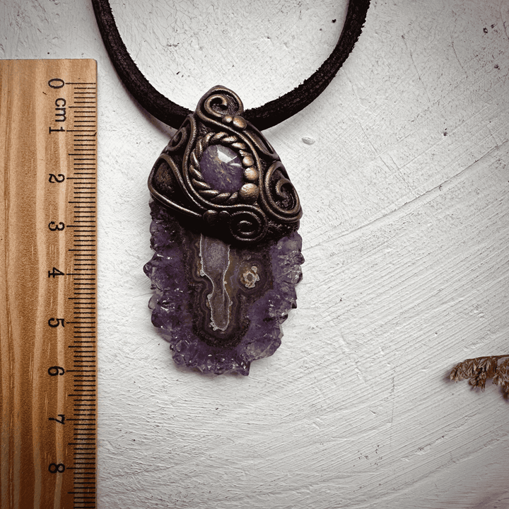 Amethyst Stalactite and Australian Opal Triplet Pendant Necklace - FairyGardenGlow