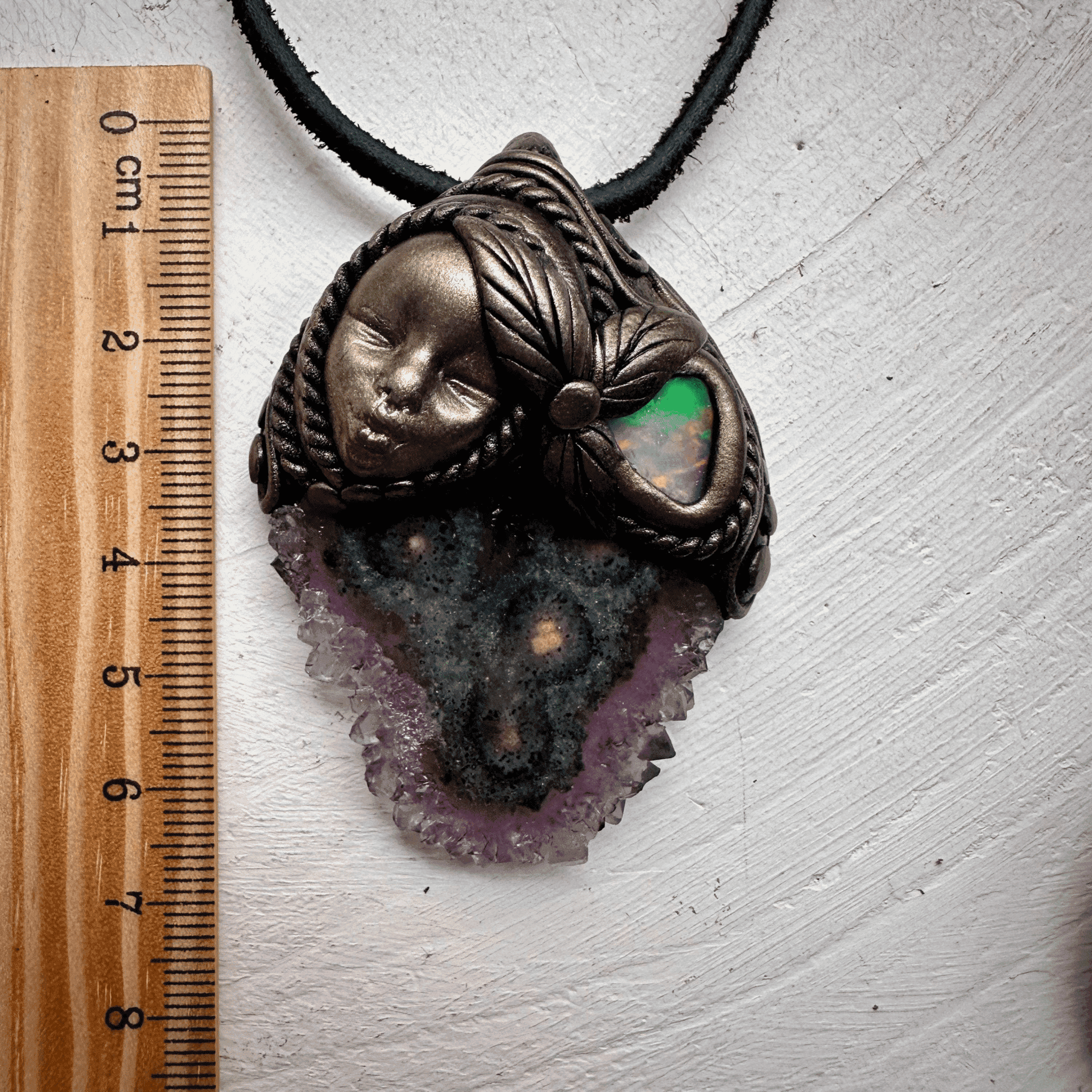 Amethyst Stalactite and Raw Ethiopian Opal Goddess Necklace - FairyGardenGlow