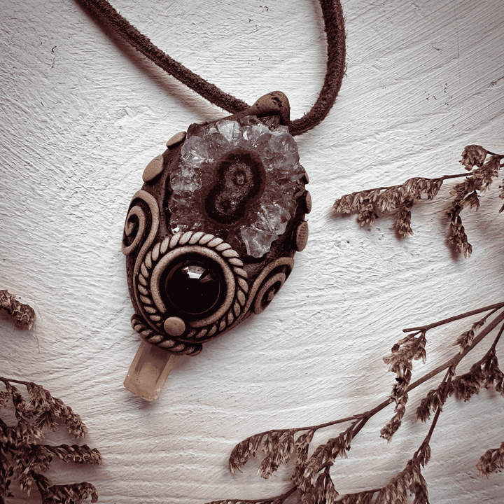 Amethyst Stalactite Heliodor and Black Onyx Necklace - FairyGardenGlow