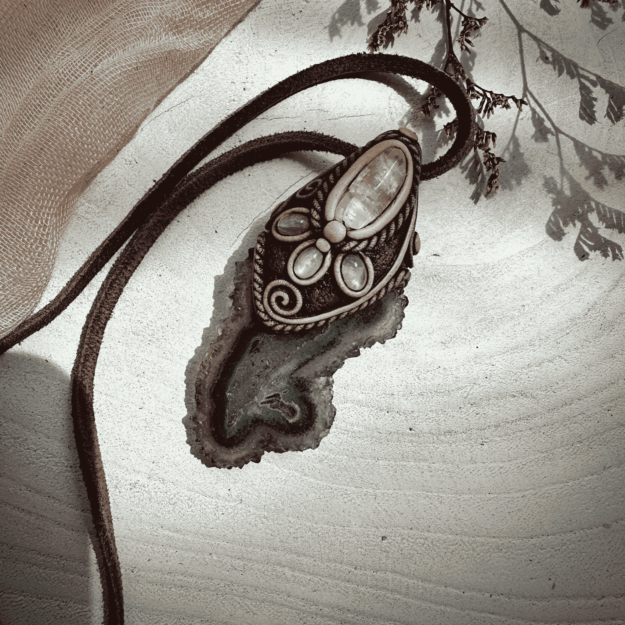 Amethyst Stalactite with Kunzite and Moonstone Necklace - FairyGardenGlow