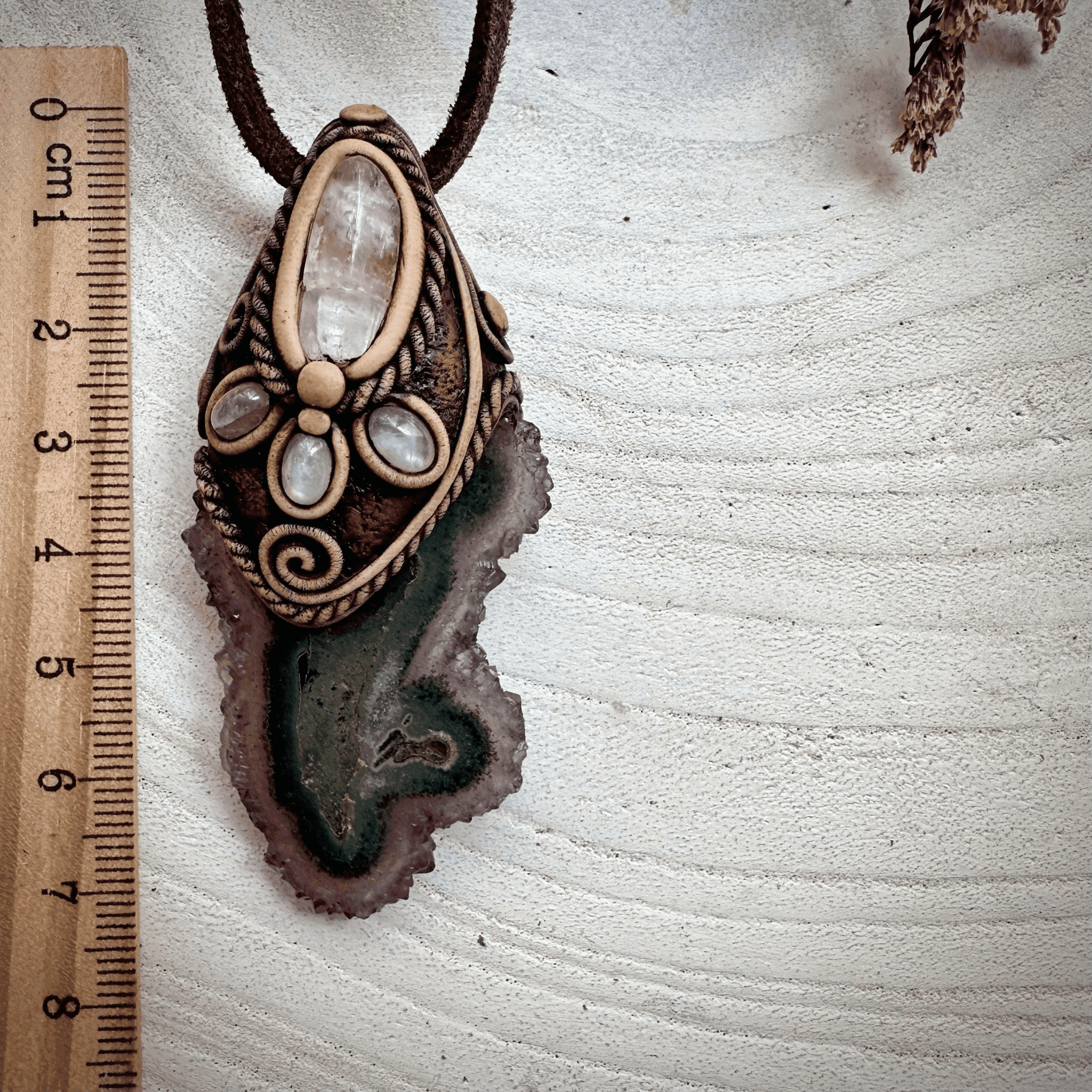 Amethyst Stalactite with Kunzite and Moonstone Necklace - FairyGardenGlow