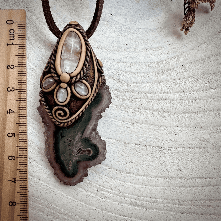 Amethyst Stalactite with Kunzite and Moonstone Necklace - FairyGardenGlow