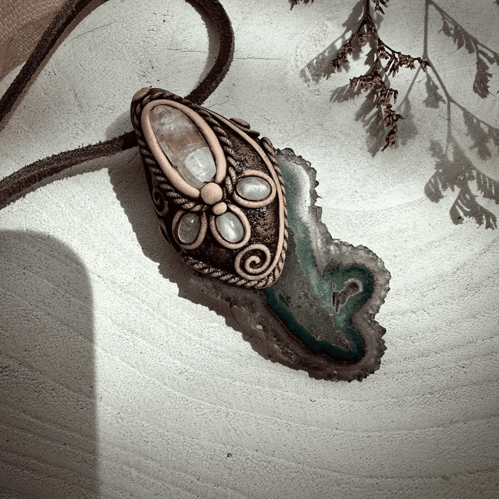 Amethyst Stalactite with Kunzite and Moonstone Necklace - FairyGardenGlow