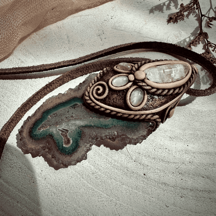 Amethyst Stalactite with Kunzite and Moonstone Necklace - FairyGardenGlow