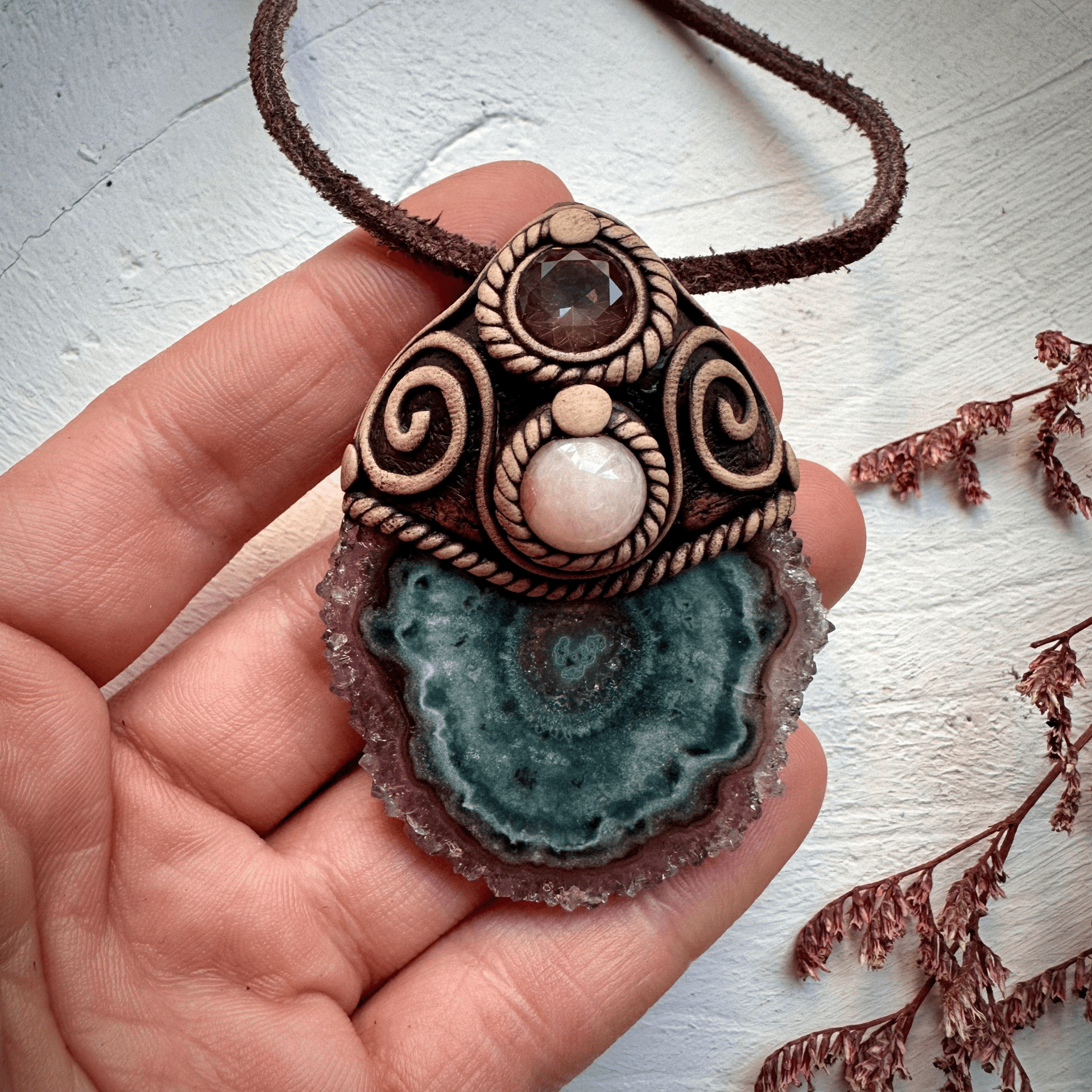 Amethyst Stalactite Morganite and Mystic Topaz Necklace - FairyGardenGlow