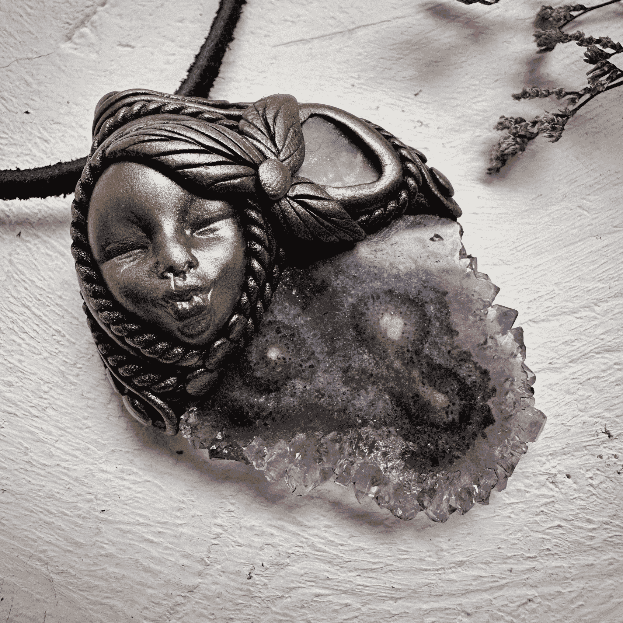 Amethyst Stalactite and Raw Ethiopian Opal Goddess Necklace - FairyGardenGlow