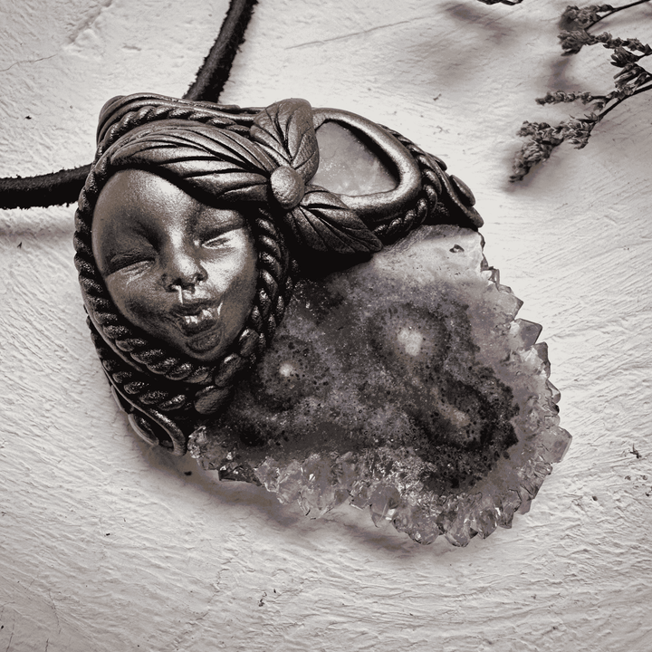 Amethyst Stalactite and Raw Ethiopian Opal Goddess Necklace - FairyGardenGlow