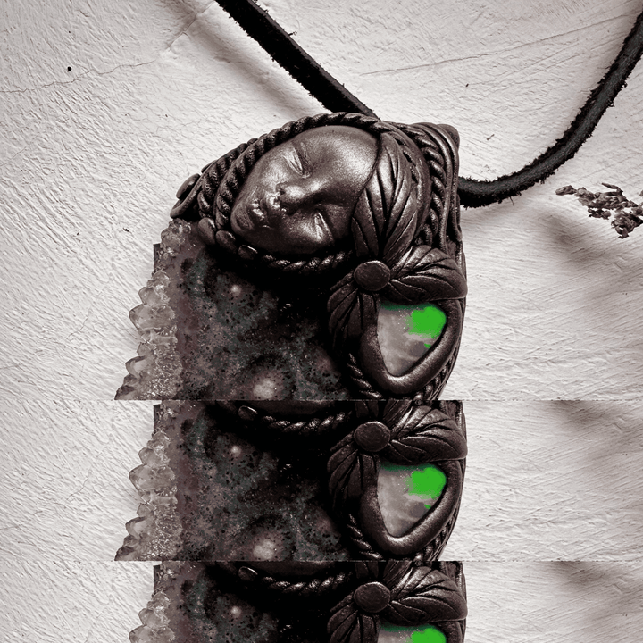 Amethyst Stalactite and Raw Ethiopian Opal Goddess Necklace - FairyGardenGlow