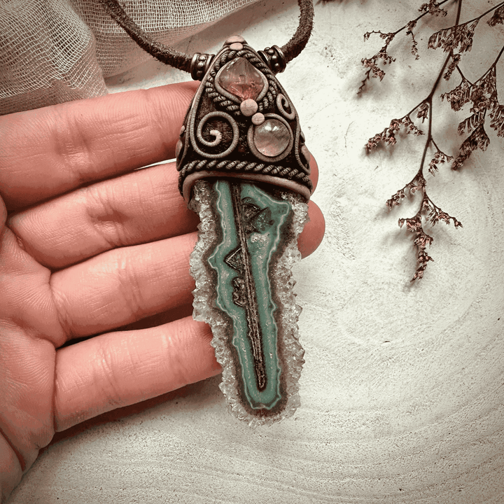 Amethyst Stalactite Spinel and Moonstone Necklace - FairyGardenGlow