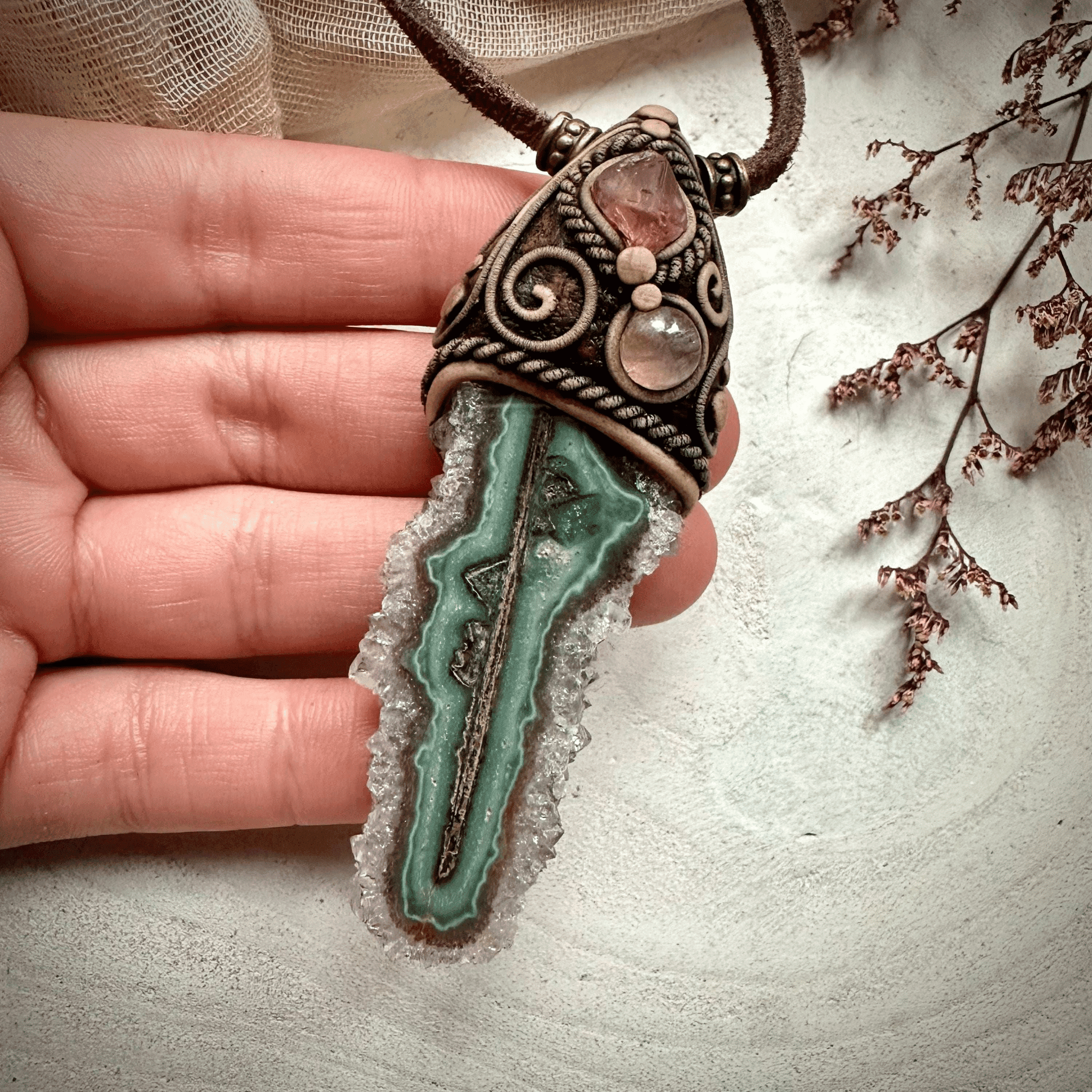 Amethyst Stalactite Spinel and Moonstone Necklace - FairyGardenGlow