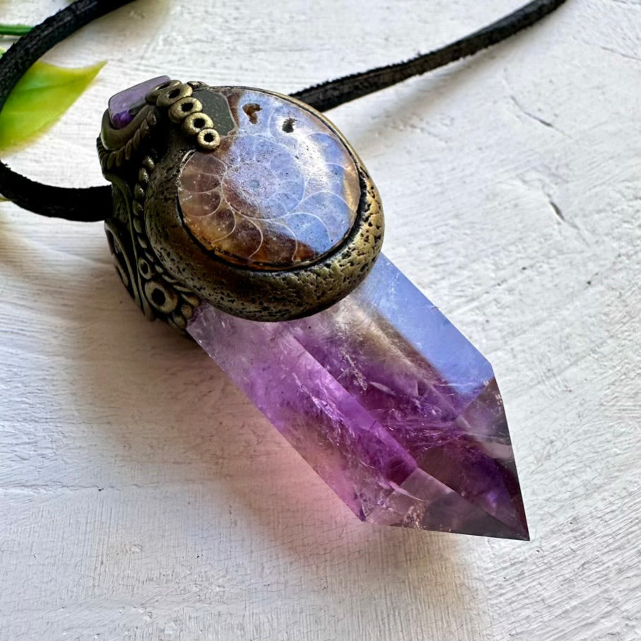 Mini Crystal Wand – Ametrine, Ammonite and Charoite for Energy Healing