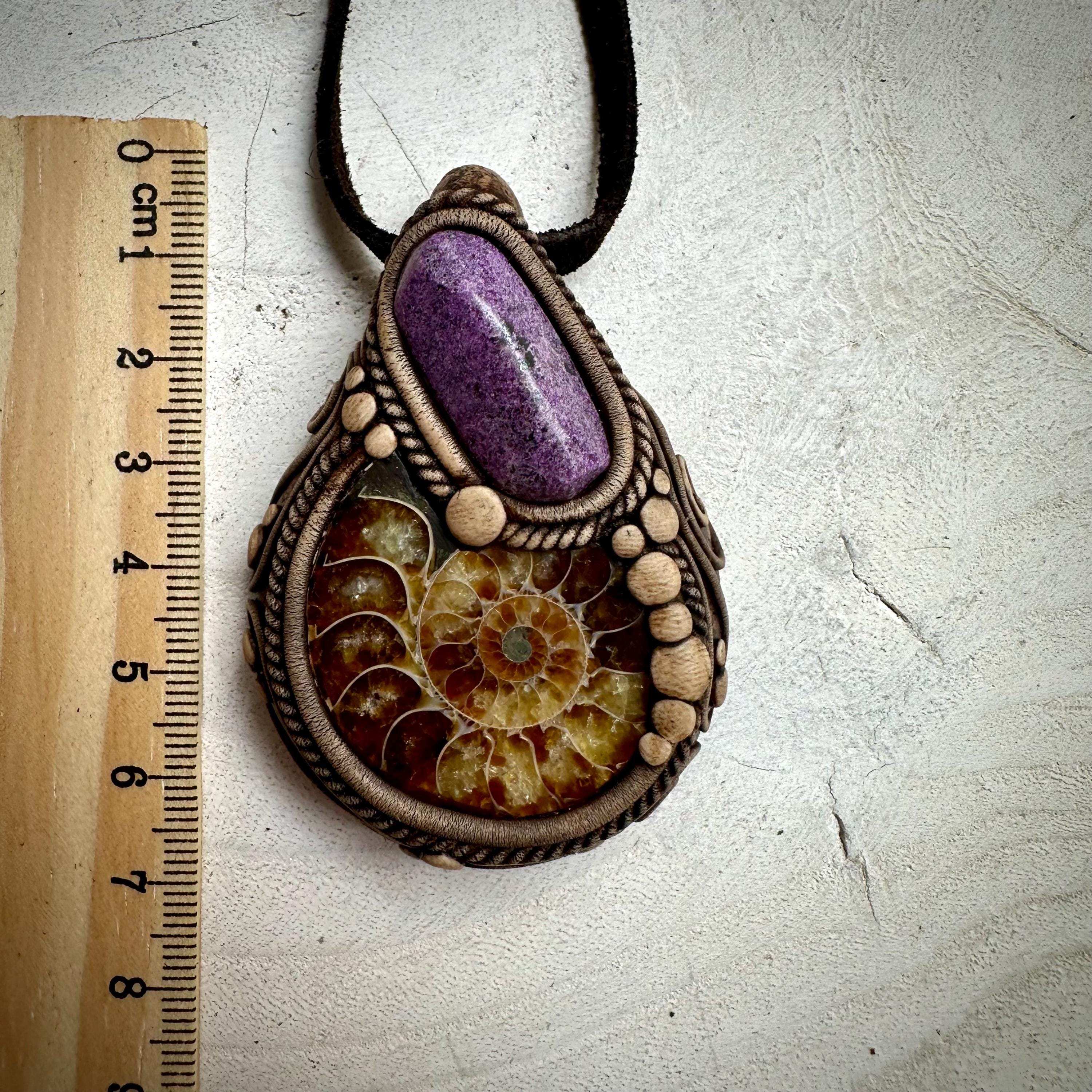 Ammonite and Stichtite Necklace - FairyGardenGlow
