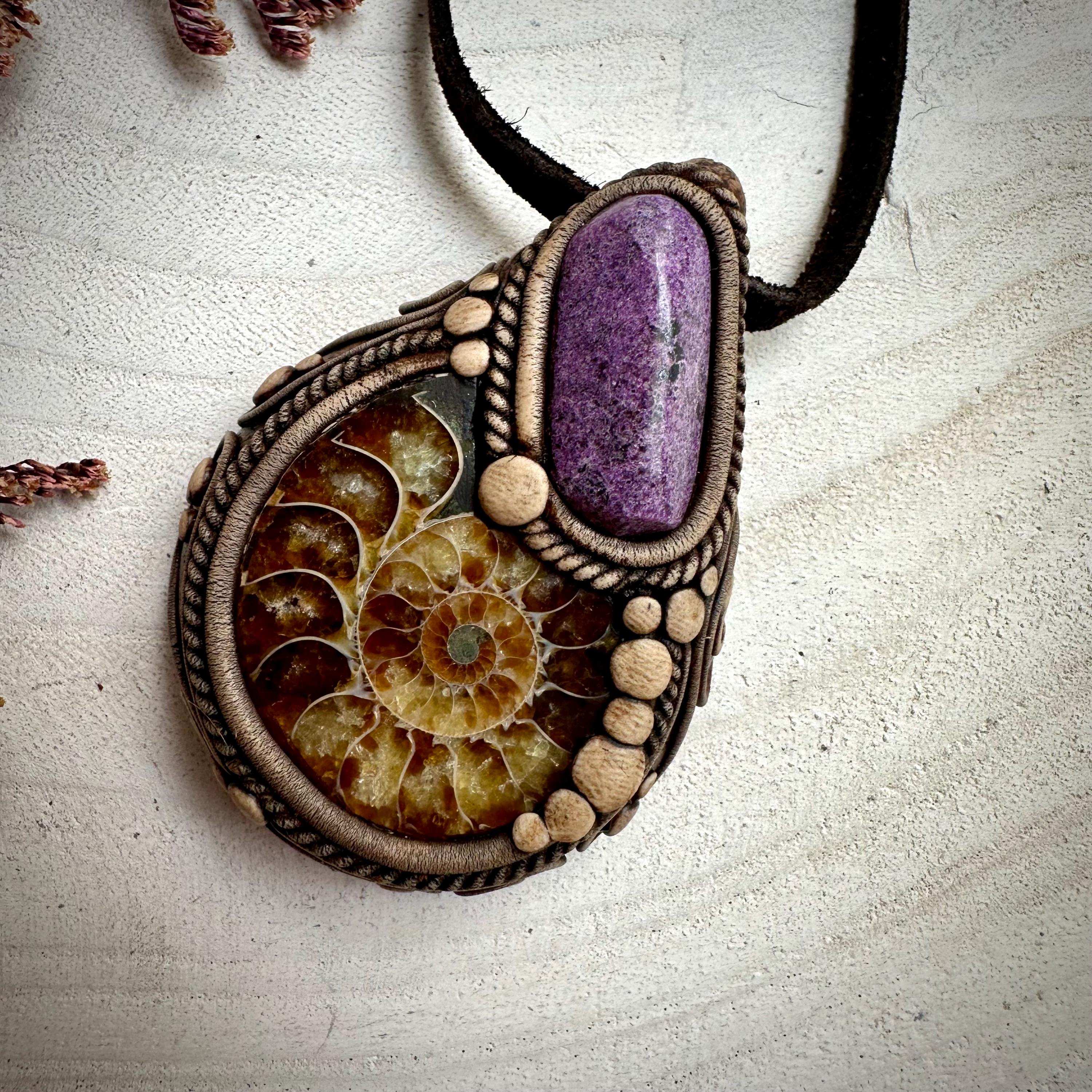 Ammonite and Stichtite Necklace - FairyGardenGlow