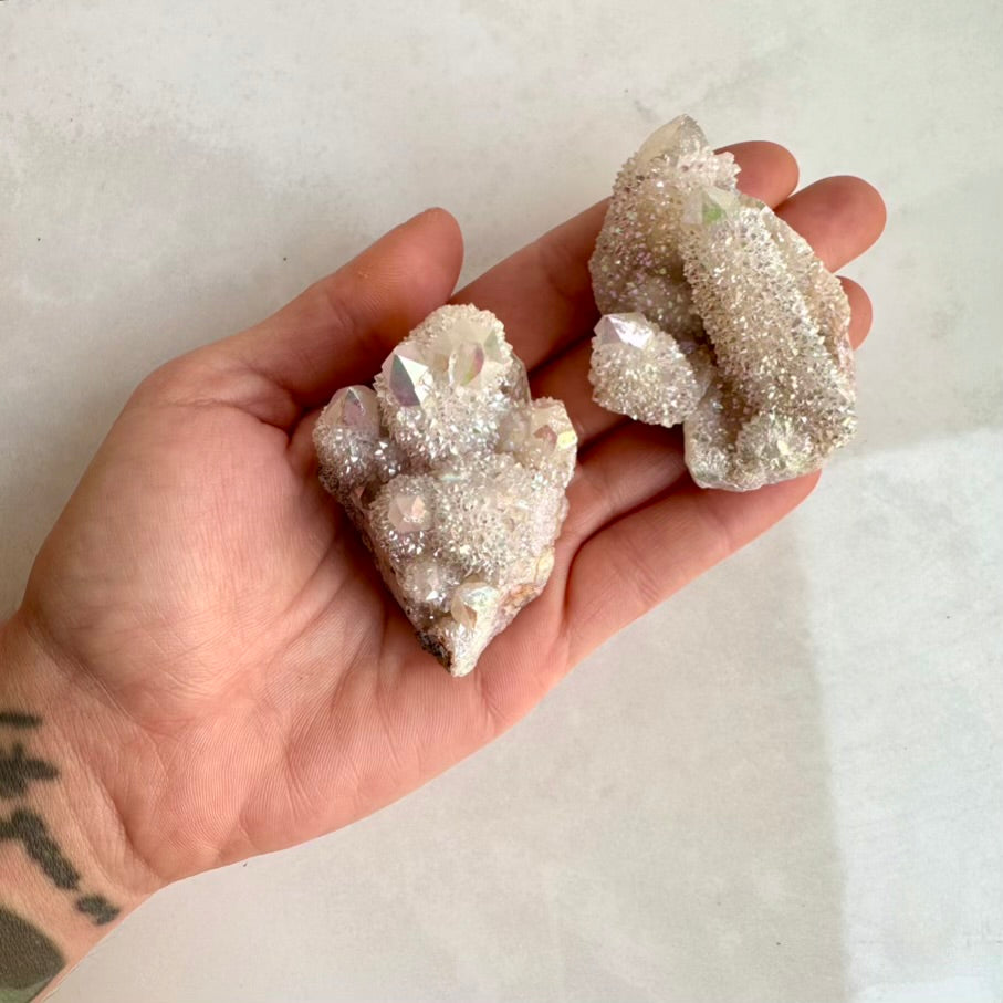 Rare Angel Aura Quartz druzy crystal cluster / large