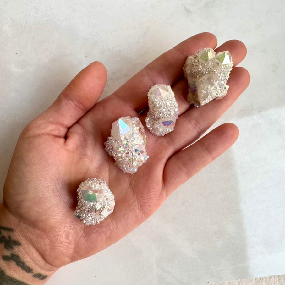 Rare Angel Aura Quartz druzy crystal cluster/ Small