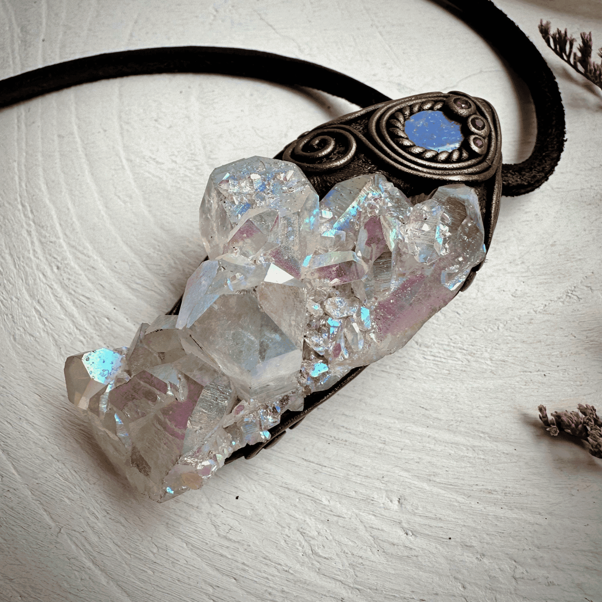 Angel Aura Quartz Opal and Ruby Wand / Necklace - FairyGardenGlow