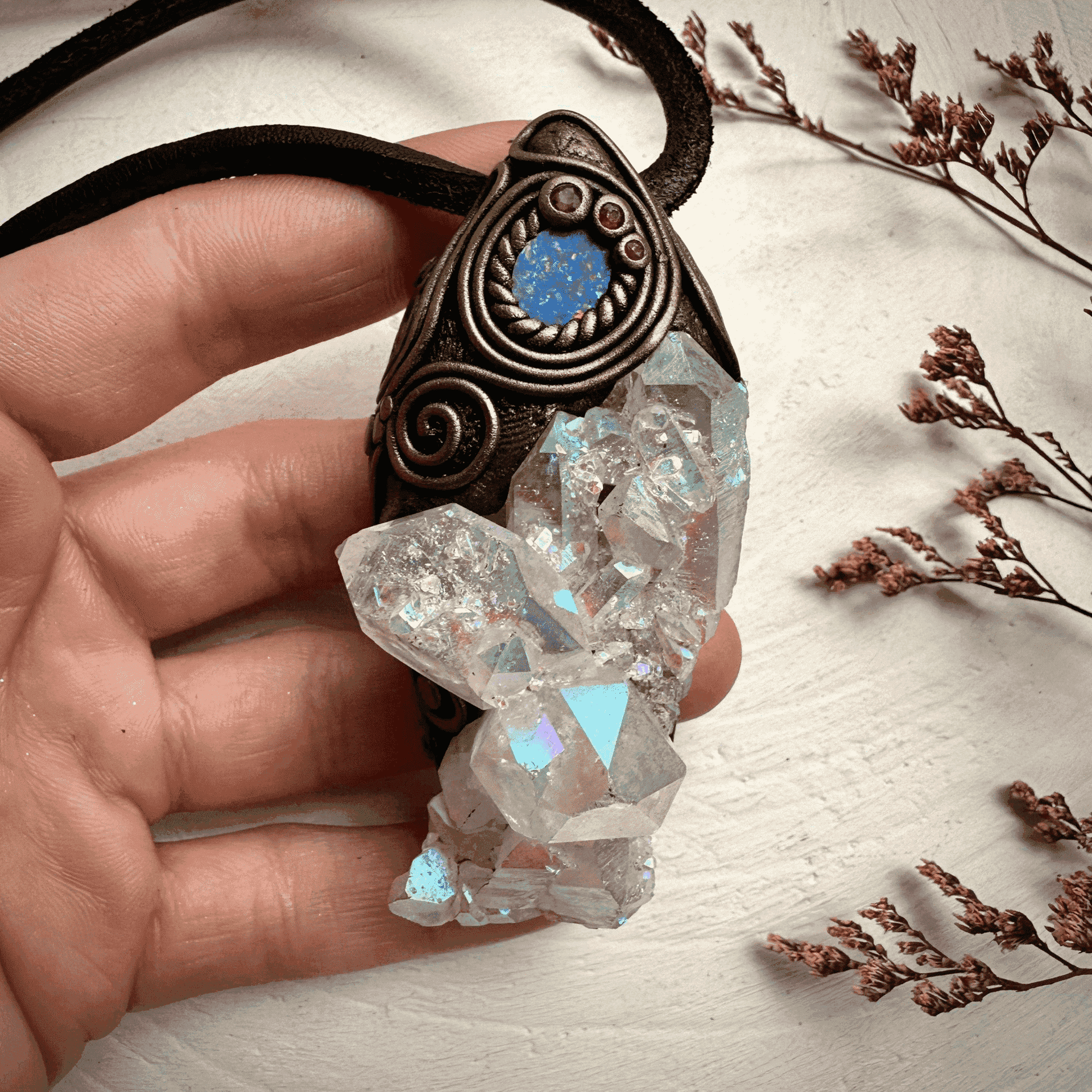 Angel Aura Quartz Opal and Ruby Wand / Necklace - FairyGardenGlow