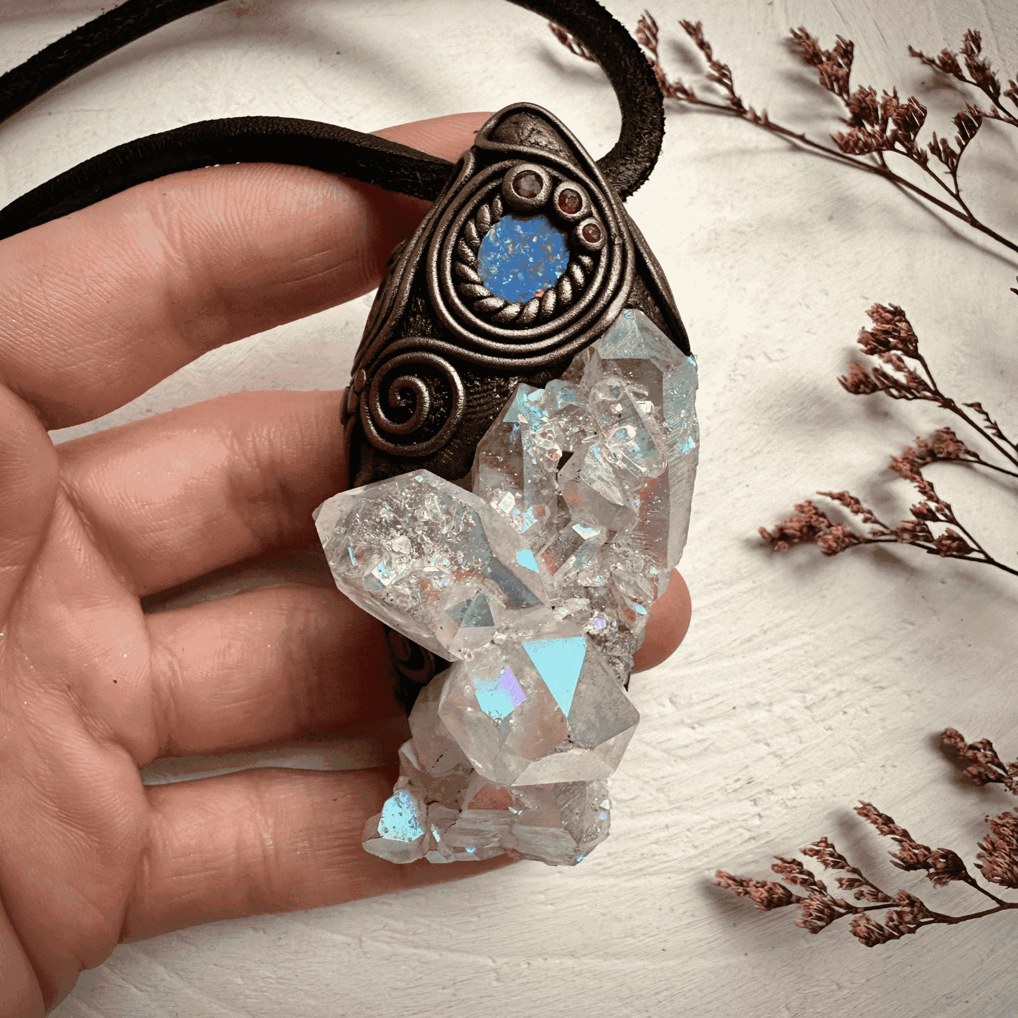 Angel Aura Quartz Opal and Ruby Wand / Necklace - FairyGardenGlow