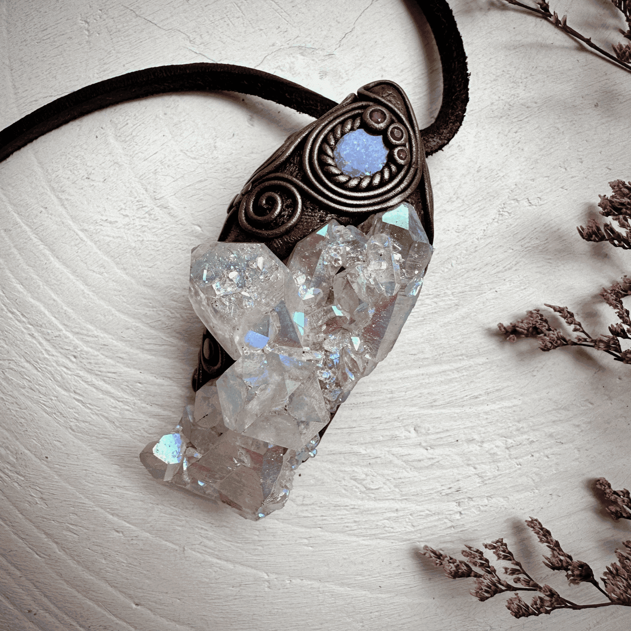 Angel Aura Quartz Opal and Ruby Wand / Necklace - FairyGardenGlow