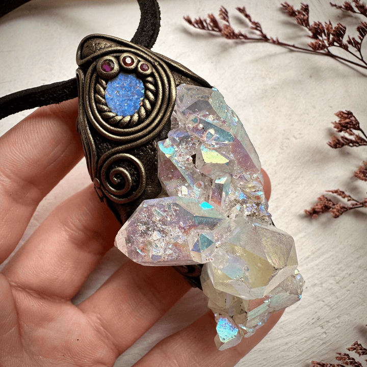 Angel Aura Quartz Opal and Ruby Wand / Necklace - FairyGardenGlow