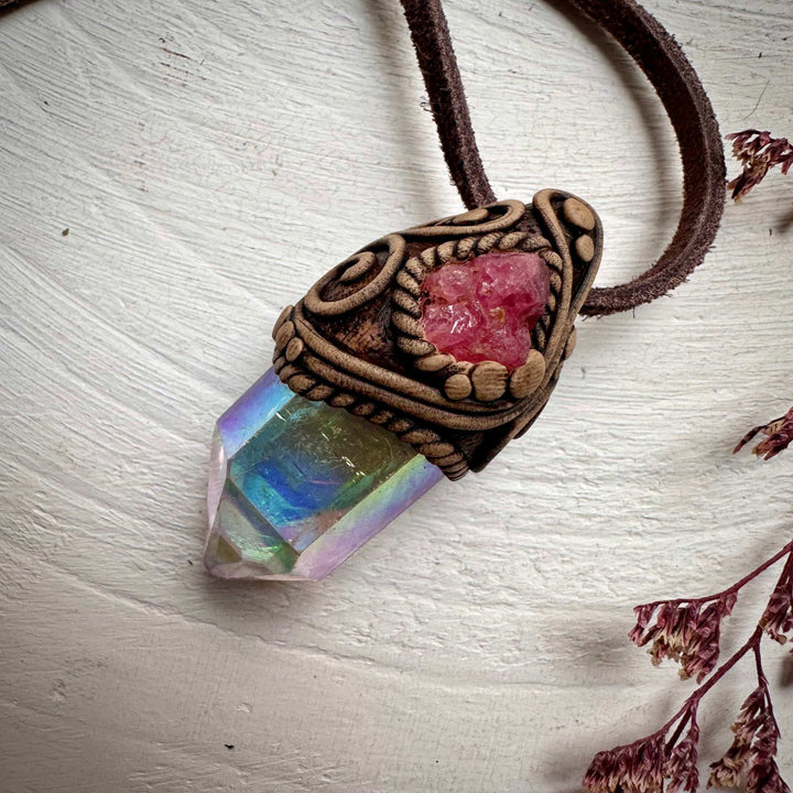 Angel Aura Quartz and Spinel Necklace - FairyGardenGlow