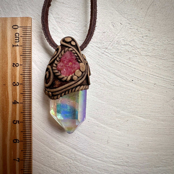 Angel Aura Quartz and Spinel Necklace - FairyGardenGlow