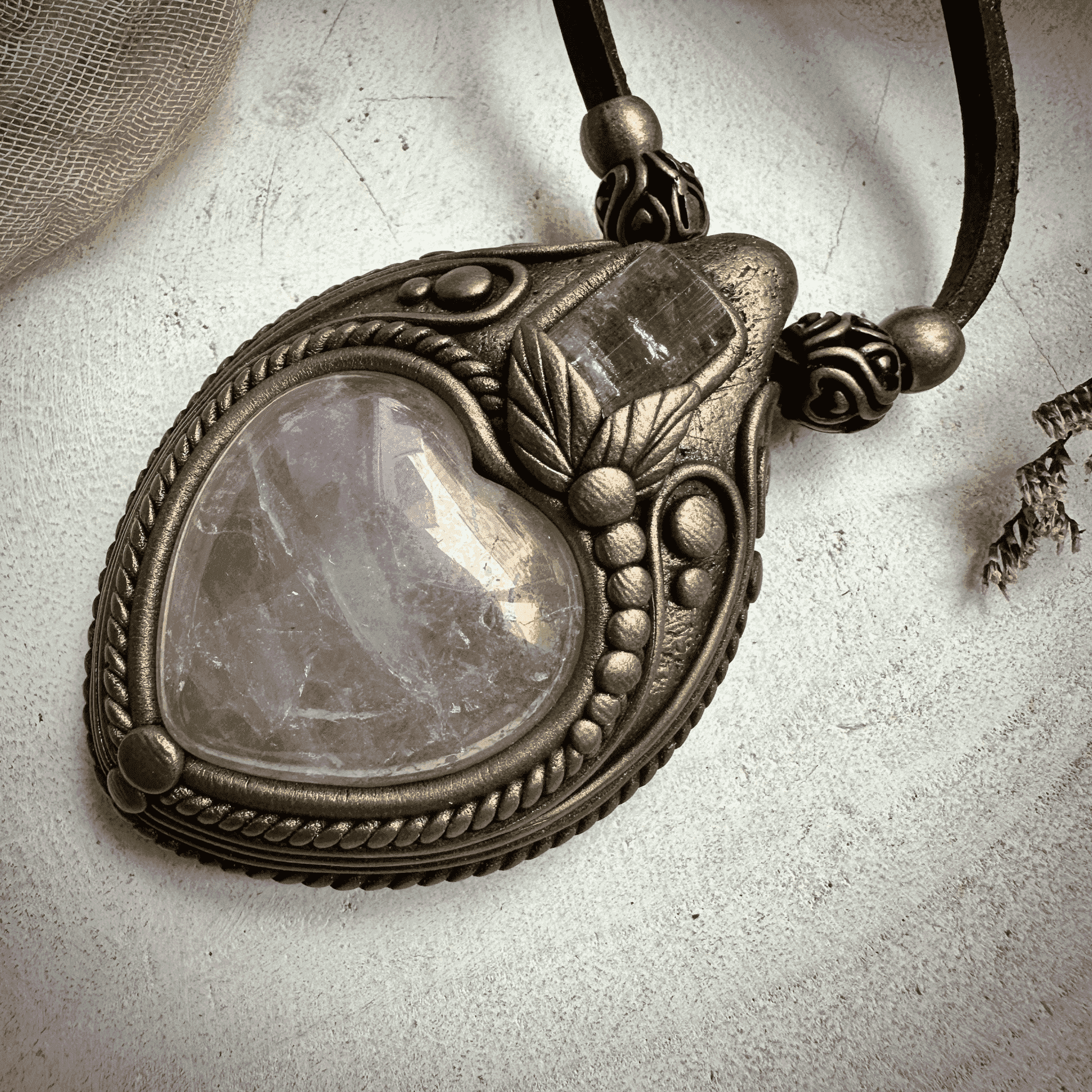 Angel Aura Rose Quartz Heart and Light Pink Tourmaline Necklace - FairyGardenGlow