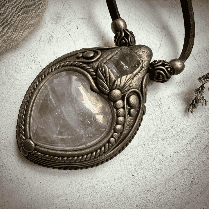 Angel Aura Rose Quartz Heart and Light Pink Tourmaline Necklace - FairyGardenGlow