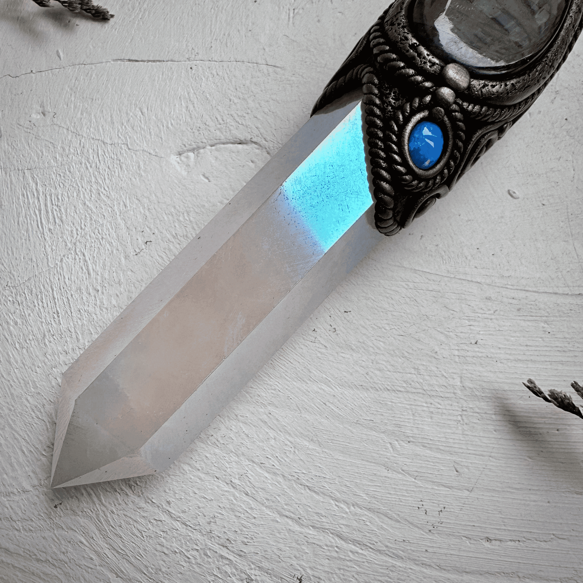 Angel Aura Rose Quartz Labradorite Opal and Bi Color Tourmaline Wand - FairyGardenGlow