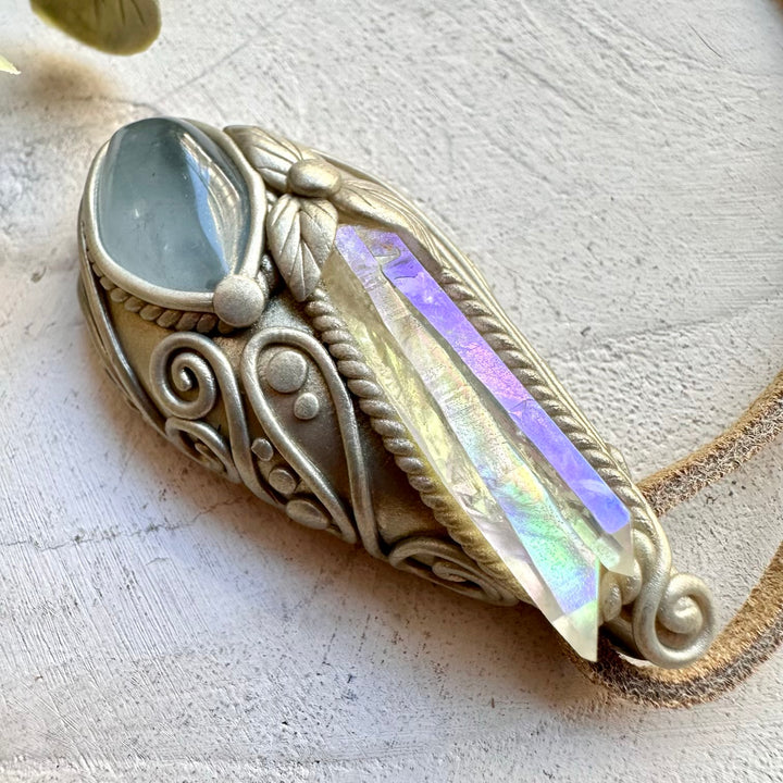 Unique celestite crystal pendant necklace