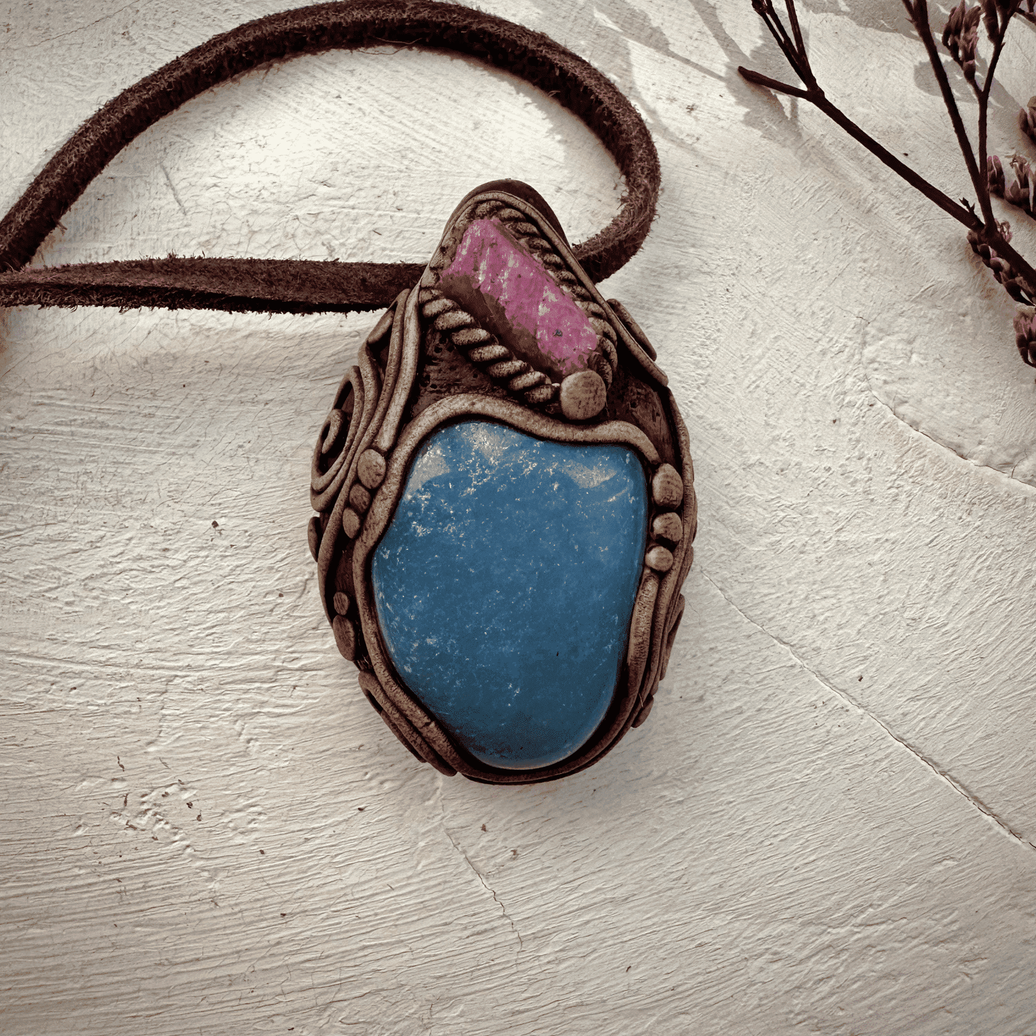 Angelite and Raw Ruby Necklace - FairyGardenGlow