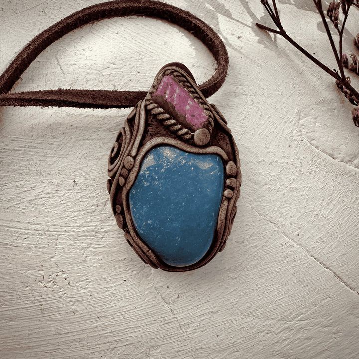 Angelite and Raw Ruby Necklace - FairyGardenGlow