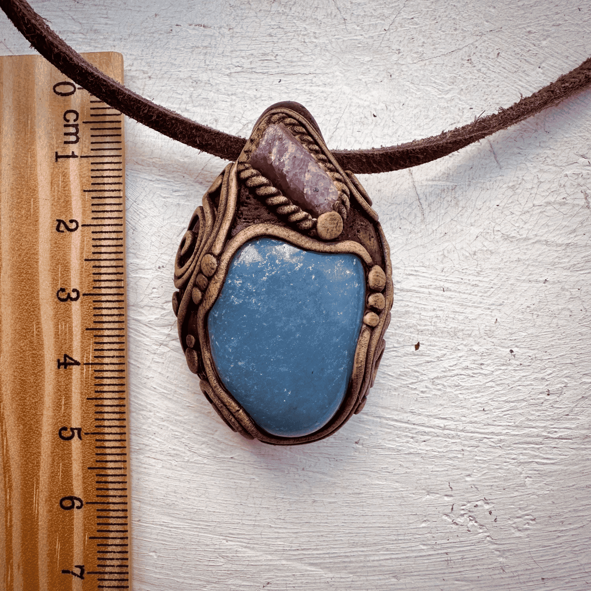 Angelite and Raw Ruby Necklace - FairyGardenGlow