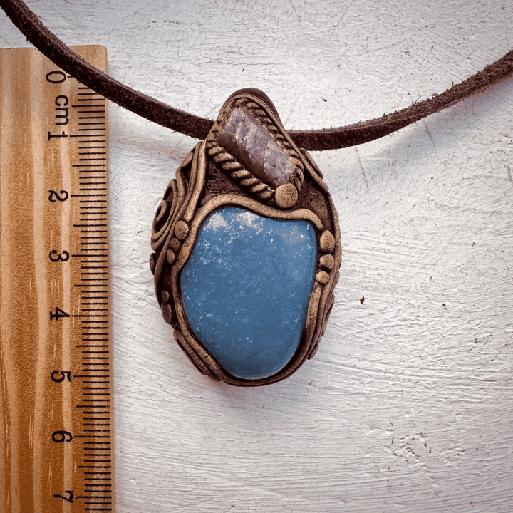 Angelite and Raw Ruby Necklace - FairyGardenGlow