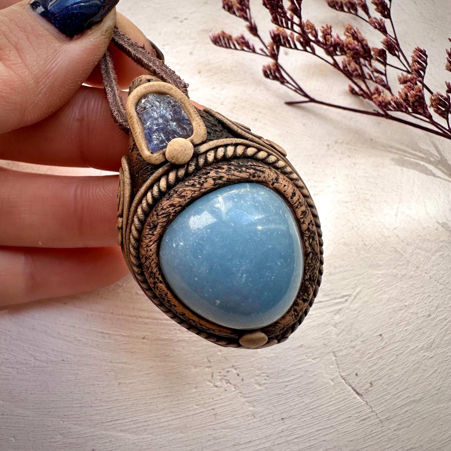 Angelite and Tanzanite Necklace - FairyGardenGlow