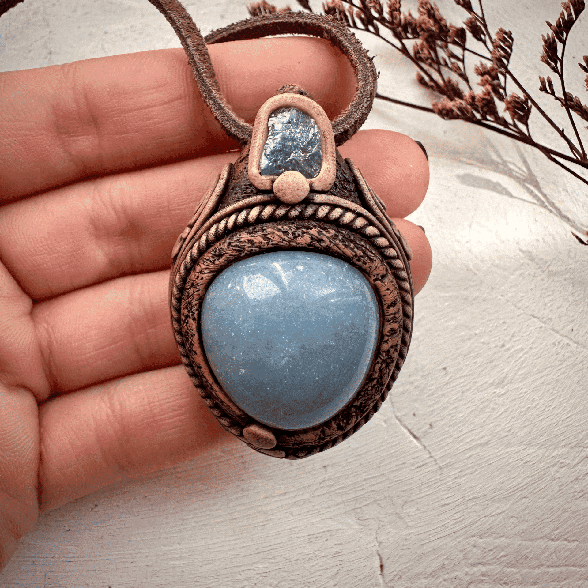 Angelite and Tanzanite Necklace - FairyGardenGlow
