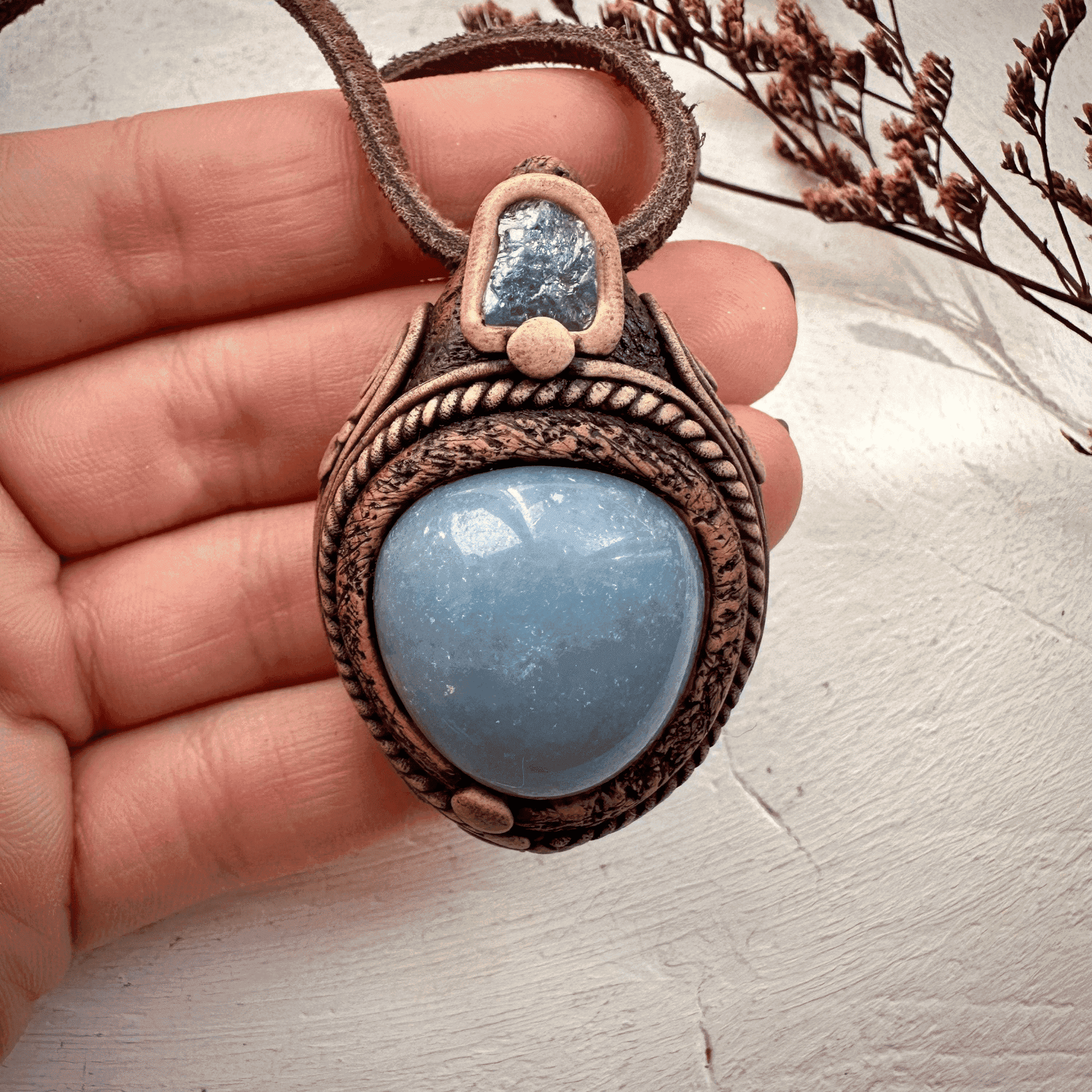 Angelite and Tanzanite Necklace - FairyGardenGlow