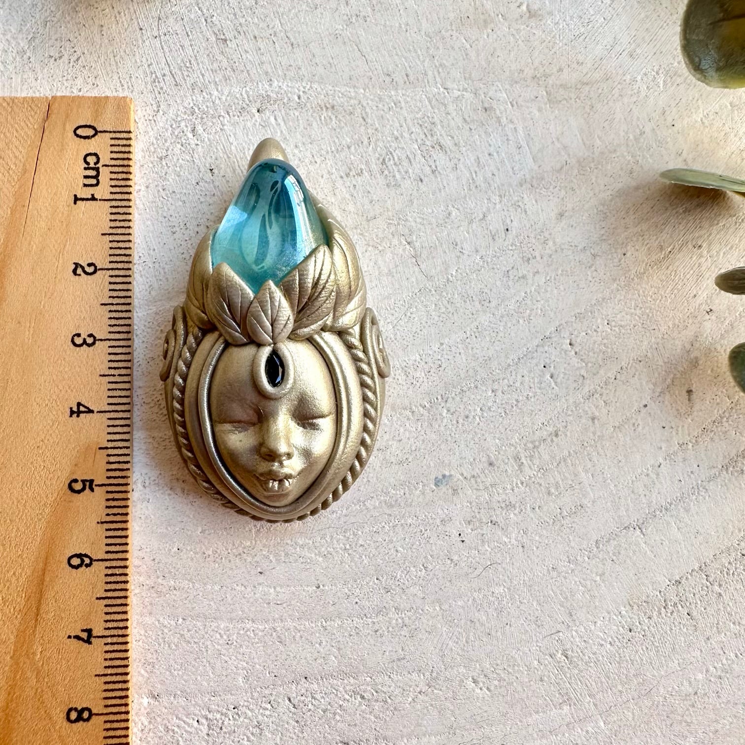 Handmade Goddess necklace featuring Aqua Aura Quartz and Blue Sapphire gemstones.