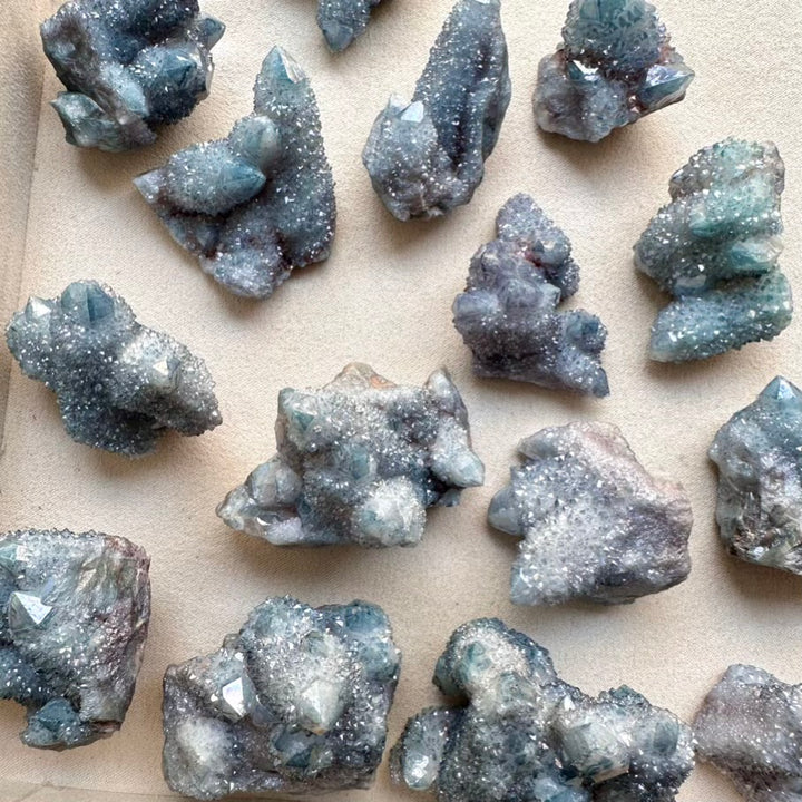 Aqua Aura Spirit Quartz cluster – rare Aqua Aura Quartz crystal