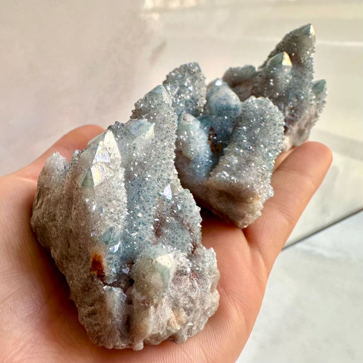 Druzy Aqua Aura Quartz cluster with vibrant blue coating
