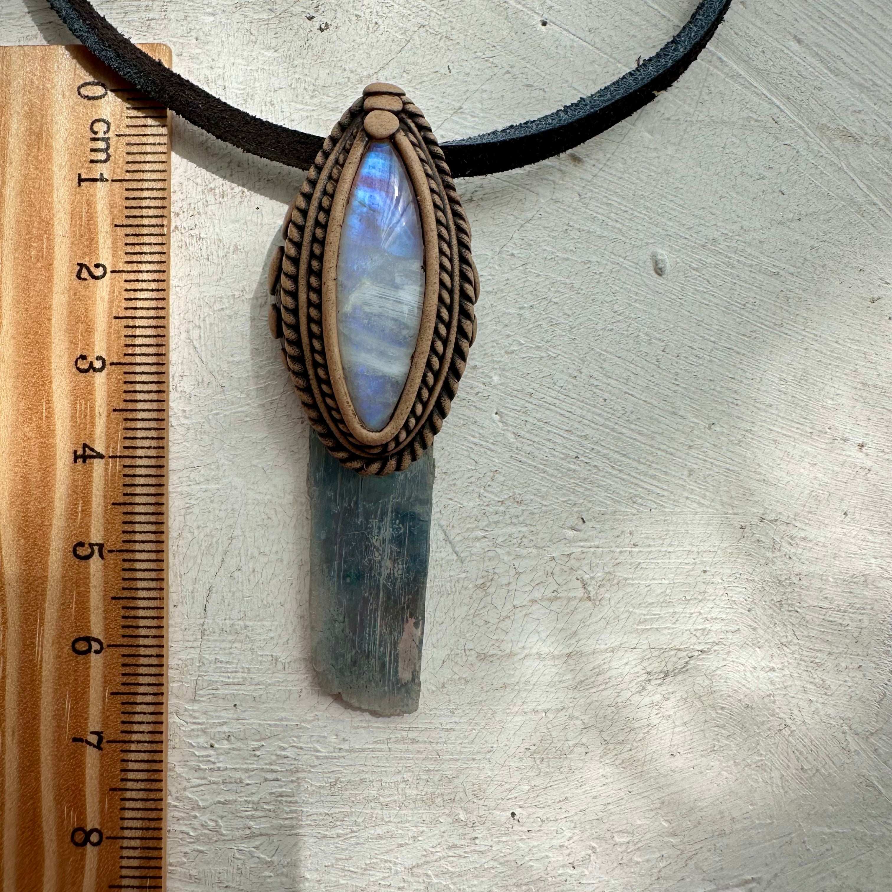Aqua Aura Kunzite and Moonstone Necklace - FairyGardenGlow