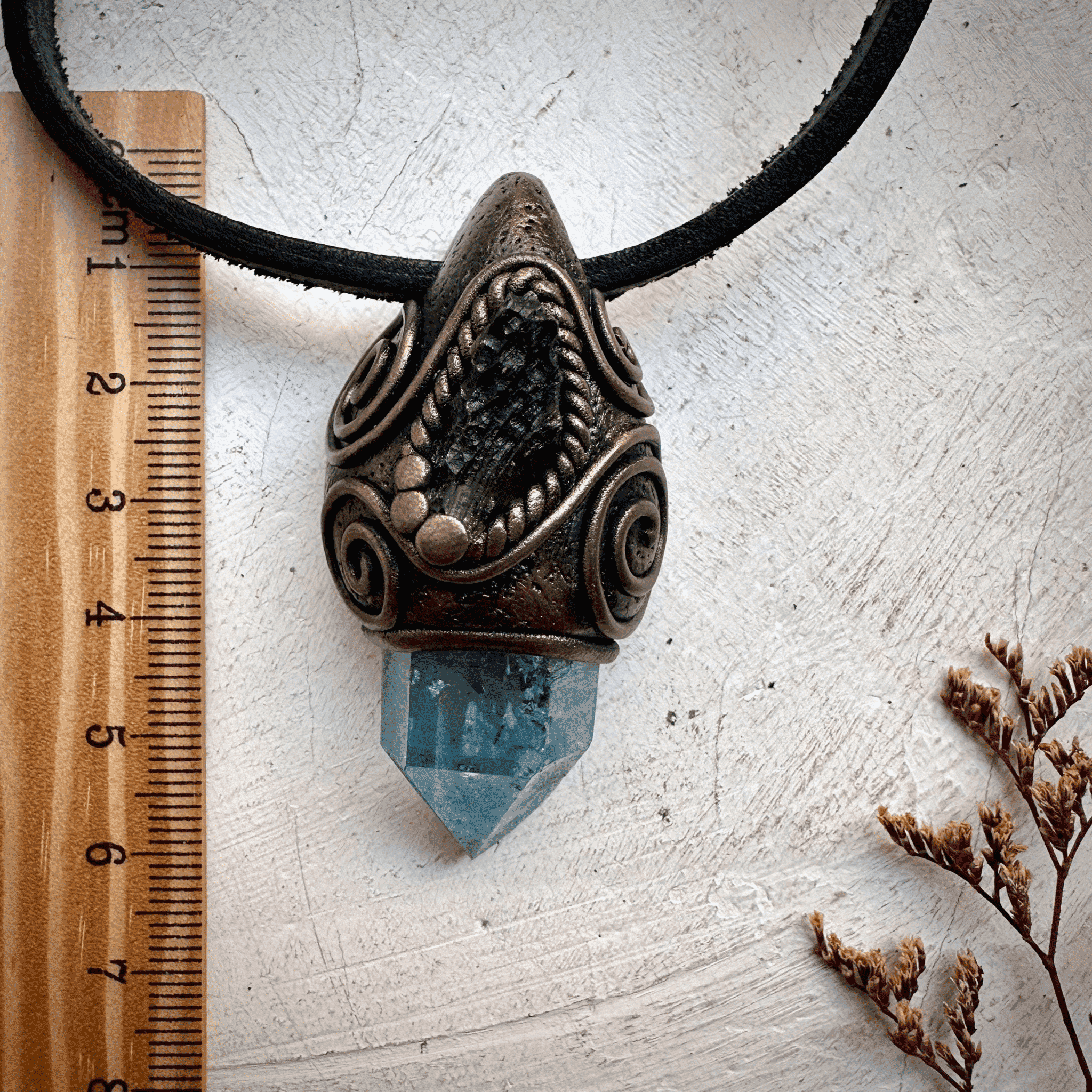 Aqua Aura Quartz and Moldavite Necklace - FairyGardenGlow