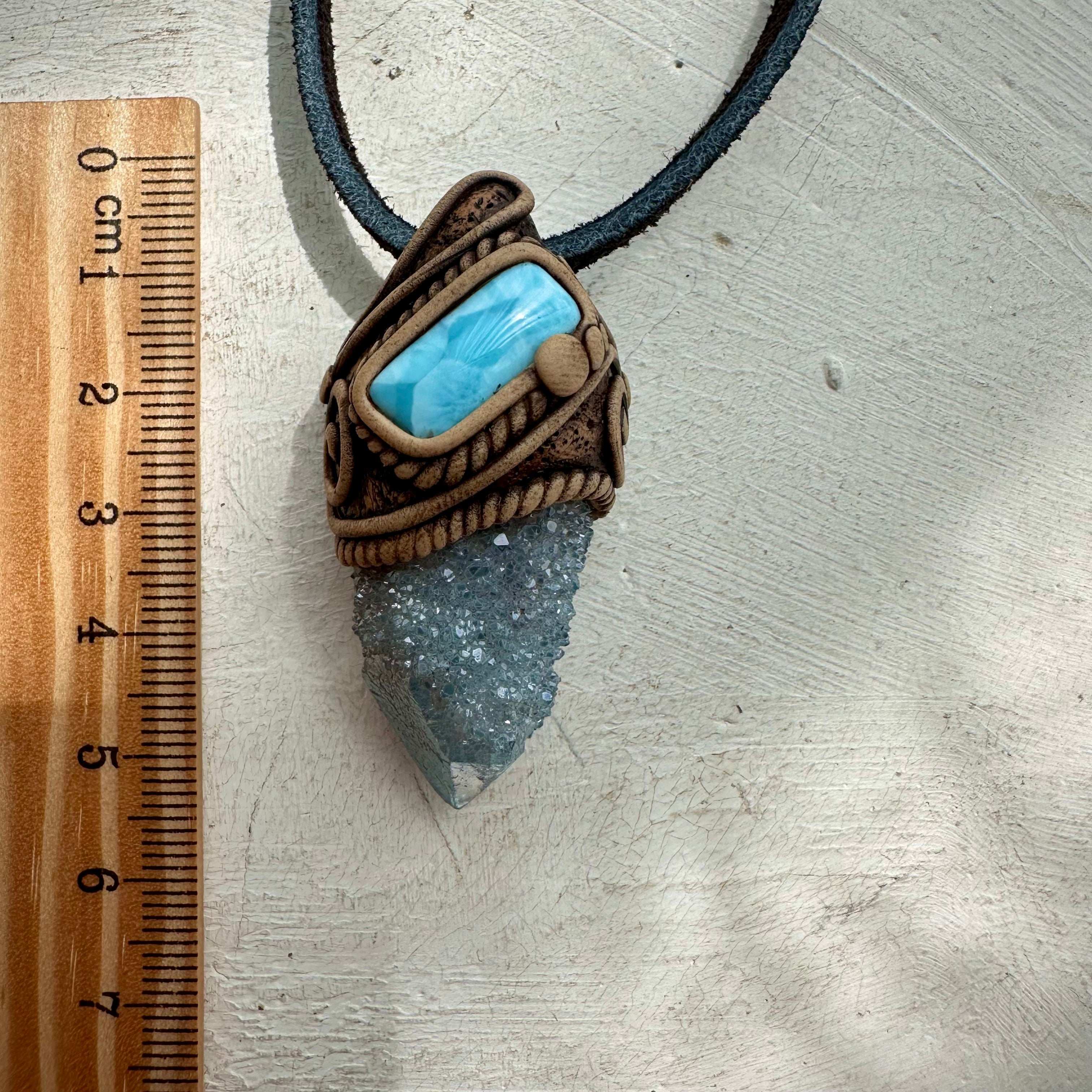 Aqua Aura Spirit Quartz and Larimar Necklace - FairyGardenGlow