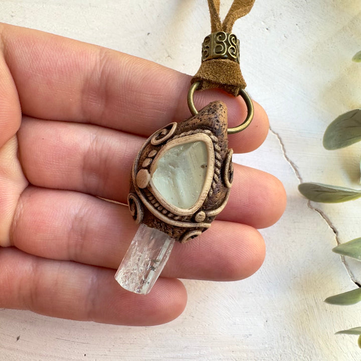 Aquamarine and Blue Topaz pendant necklace handmade with natural gemstones