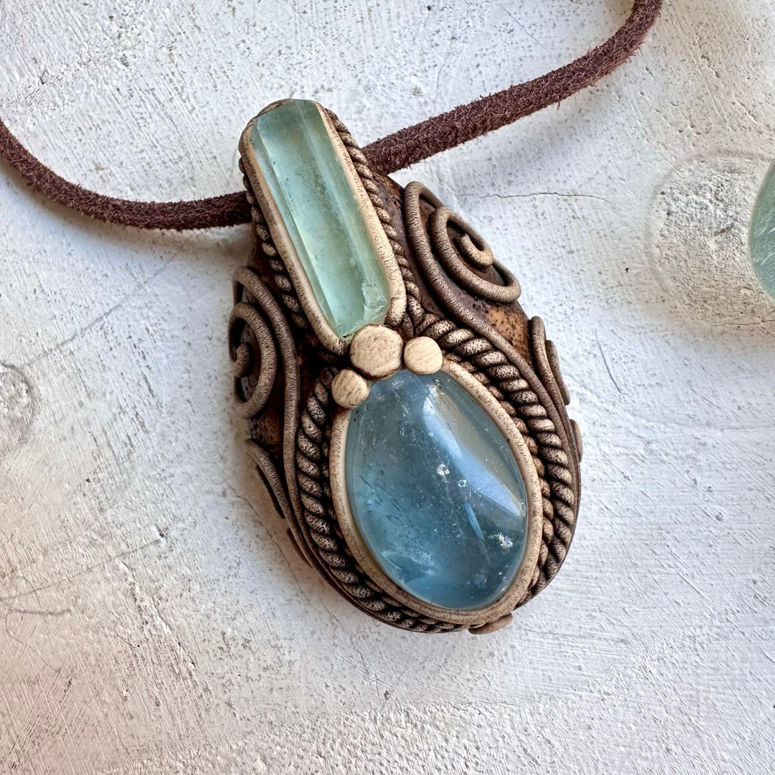 Handmade necklace with celestite and aquamarine