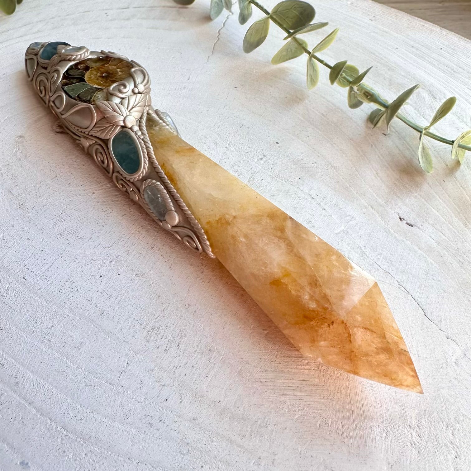 Spiritual crystal wand for meditation chakra balancing and intention setting