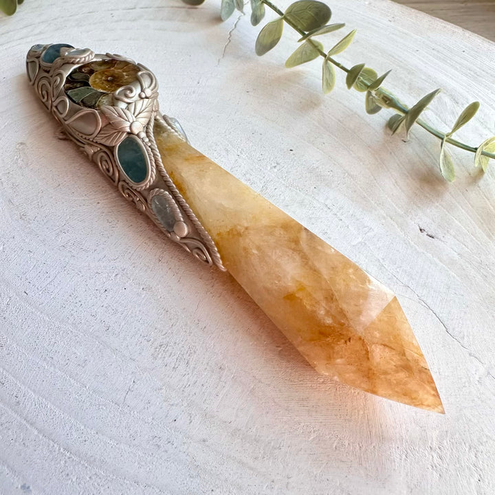 Spiritual crystal wand for meditation chakra balancing and intention setting