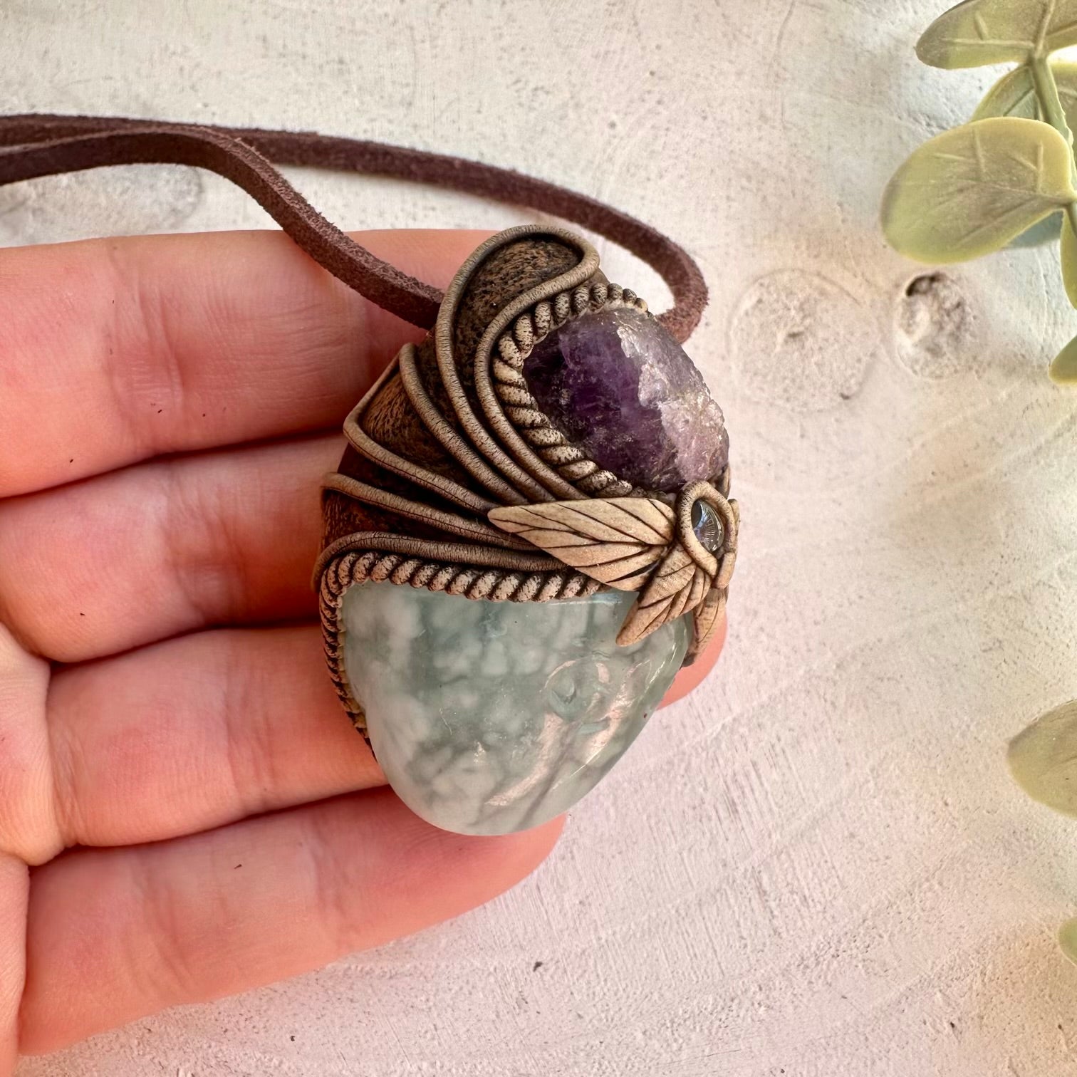 Healing crystal jewelry featuring Aquamarine, Scapolite and Garnet